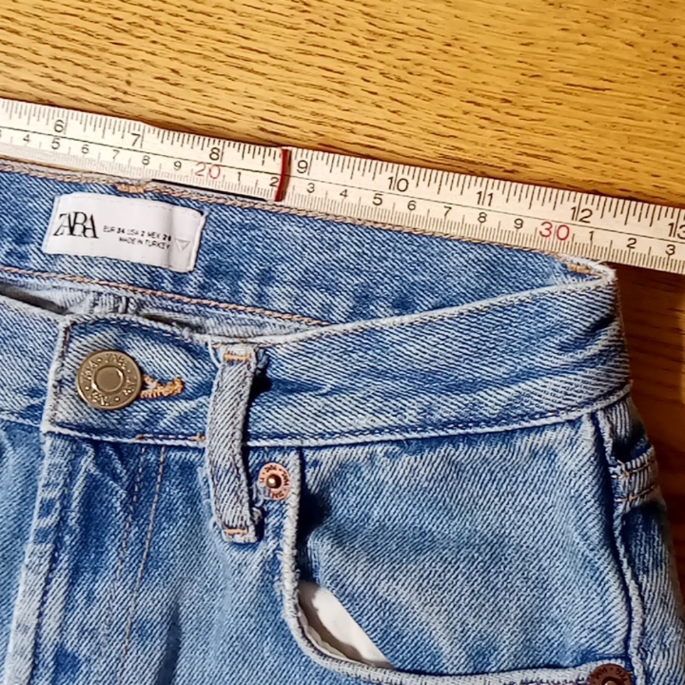 ZARA Jeans Womens 2 Flare Flared Blue Denim Pants Casual Work Spring Summer - Picture 6 of 8